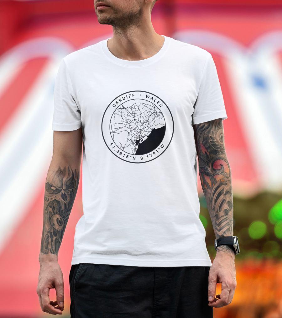 CARDIFF WALES MAP 51.4816°N 3.1791°W T-Shirt