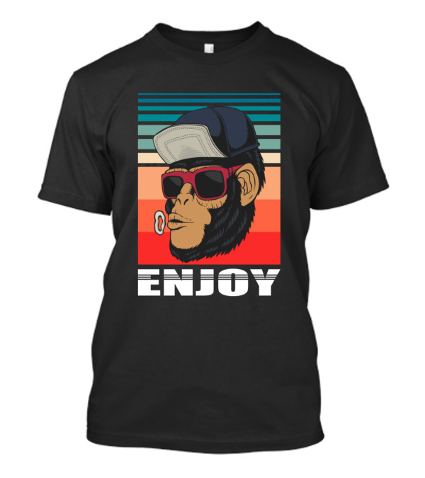 Enjoy Retro Cool Hipster Monkey With Cap And Shades T-Shirt