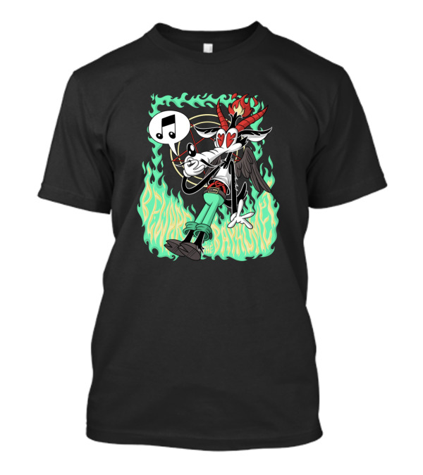 Beware The Baphomet Evil Wolf Whistle Hells Music Flame Devil T-Shirt