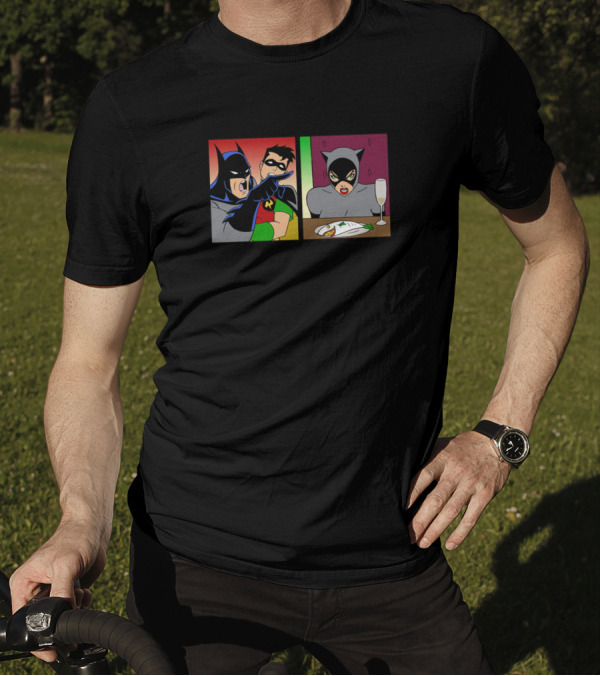Yelling At The Cat Meme Batman Robin Catwoman Comics T-Shirt