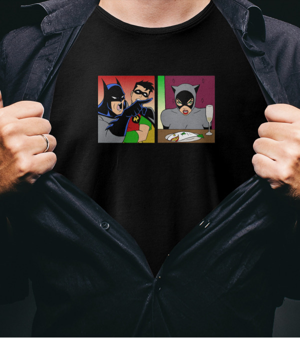 Yelling At The Cat Meme Batman Robin Catwoman Comics T-Shirt