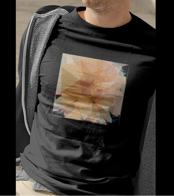 Yellow Apricot Asymmetry Geometric Polygonal T-Shirt