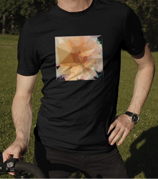 Yellow Apricot Asymmetry Geometric Polygonal T-Shirt