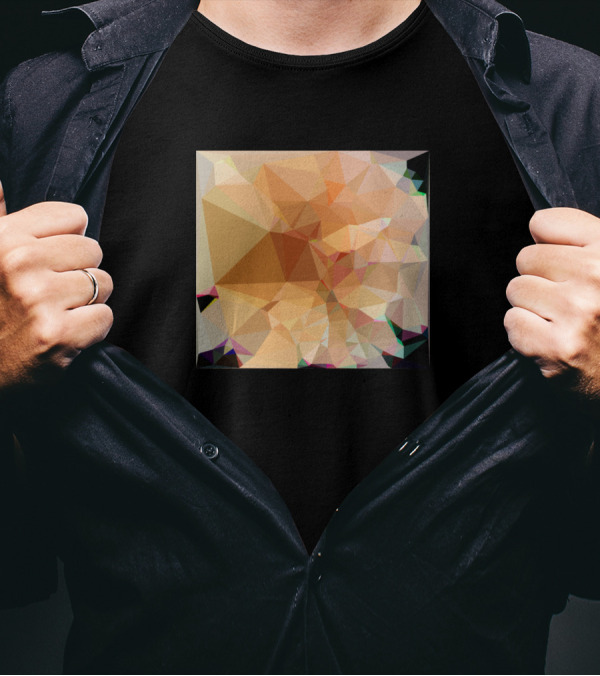 Yellow Apricot Asymmetry Geometric Polygonal T-Shirt