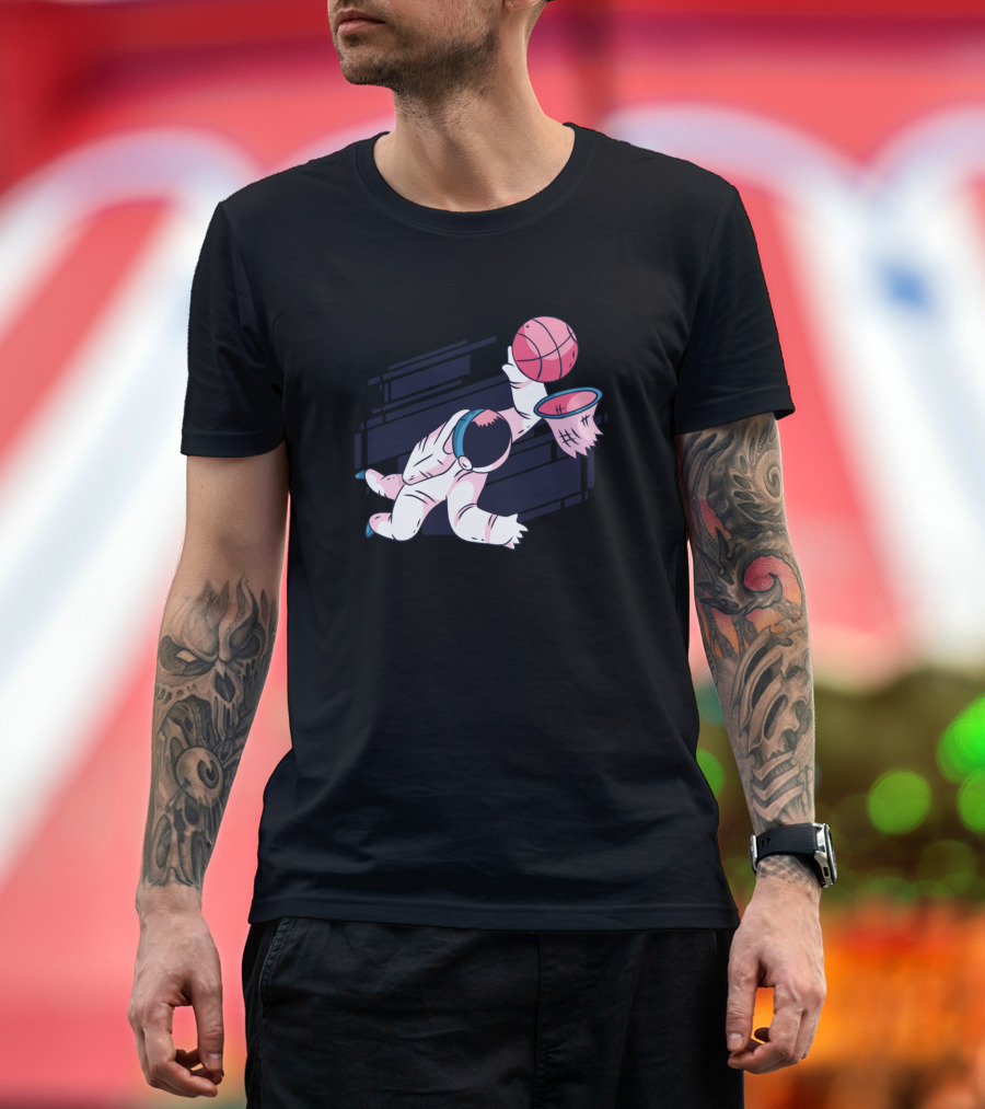 Astronaut Slam Dunk Basketball Space Adventure T-Shirt