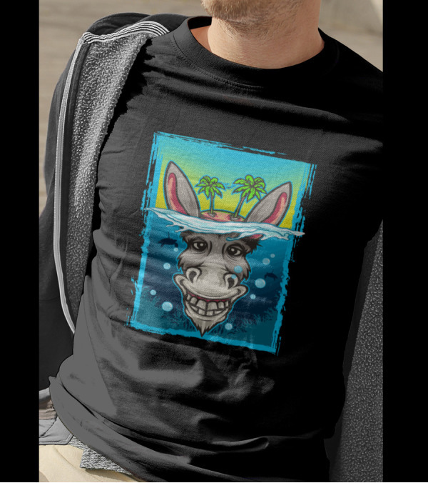 Beach Donkey Island Palms Ocean Adventure T-Shirt