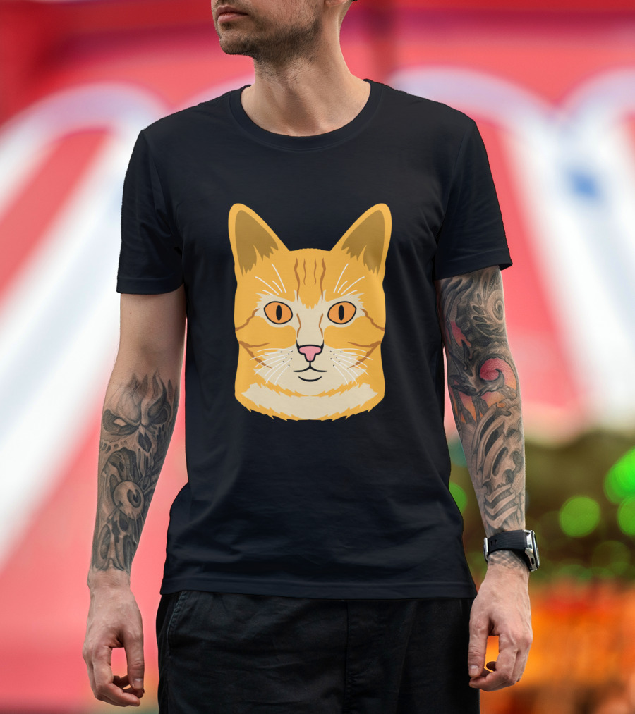 Boring Cat Orange Tabby Face Icon T-Shirt
