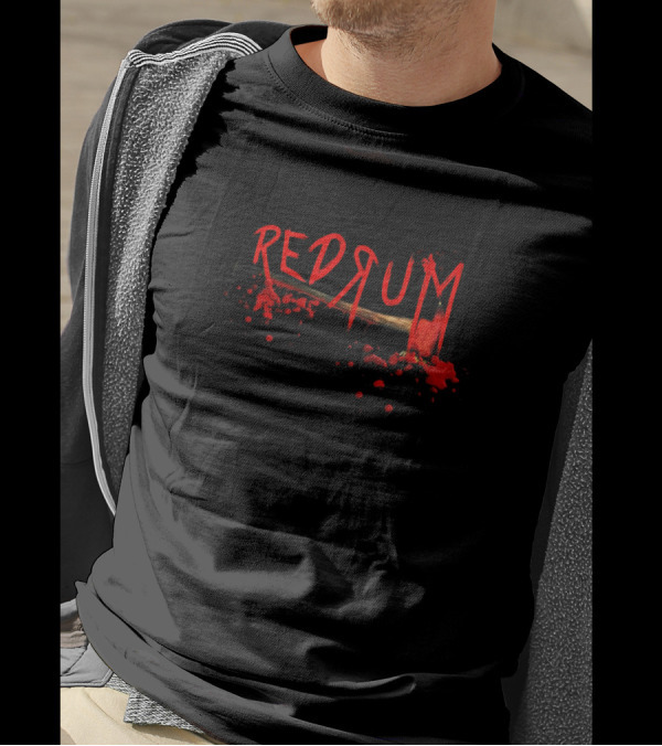 Redrum Horror Halloween Funny Graphic Axe And Blood Splatter T-Shirt