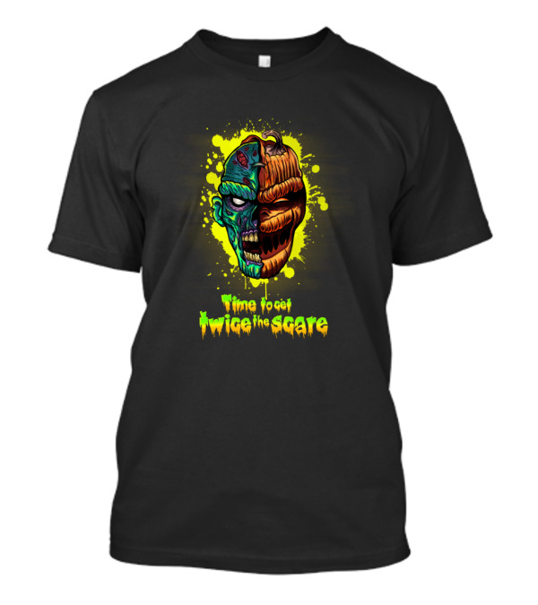 Time To Get Twice The Scare Zombie And Pumpkin Face Duo T-Shirt