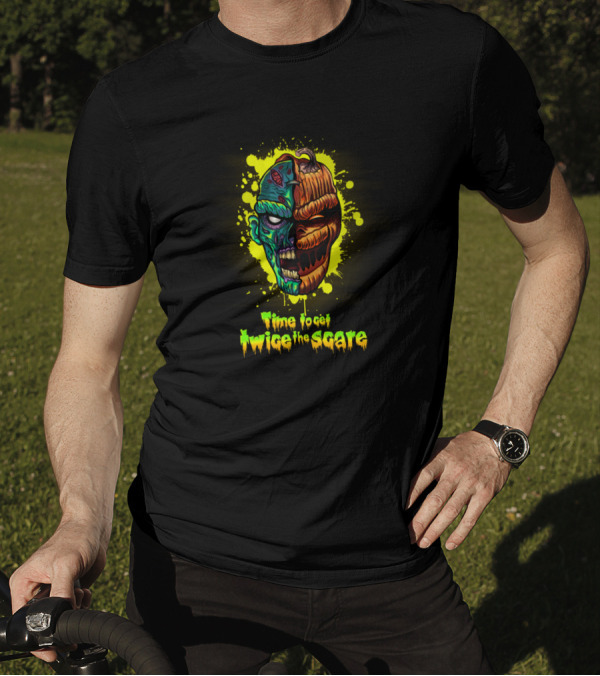 Time To Get Twice The Scare Zombie And Pumpkin Face Duo T-Shirt