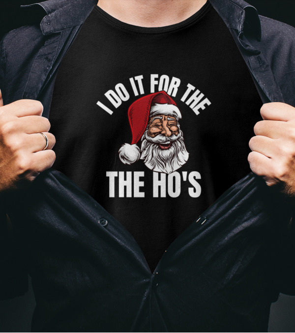 Smiling Santa I Do It For The Ho's Christmas T-Shirt