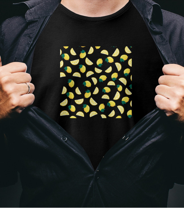 Lemon Fruit Pattern Print Background T-Shirt