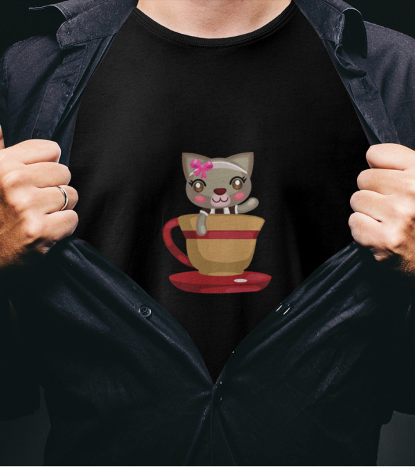 That's What I Do I Read Books I Drink Tea I Know Things Cat In Cup T-Shirt