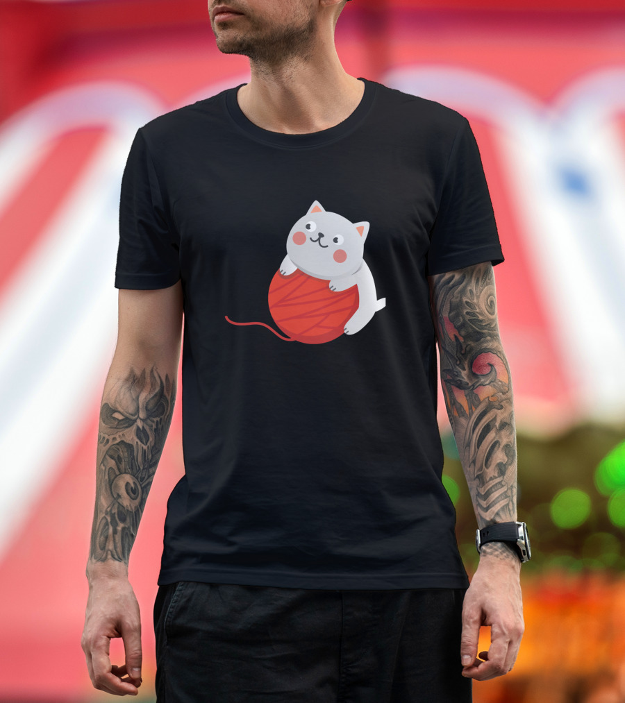 Cats Grandmas Kitten Cat Knitting Funny Kitty Yarn T-Shirt