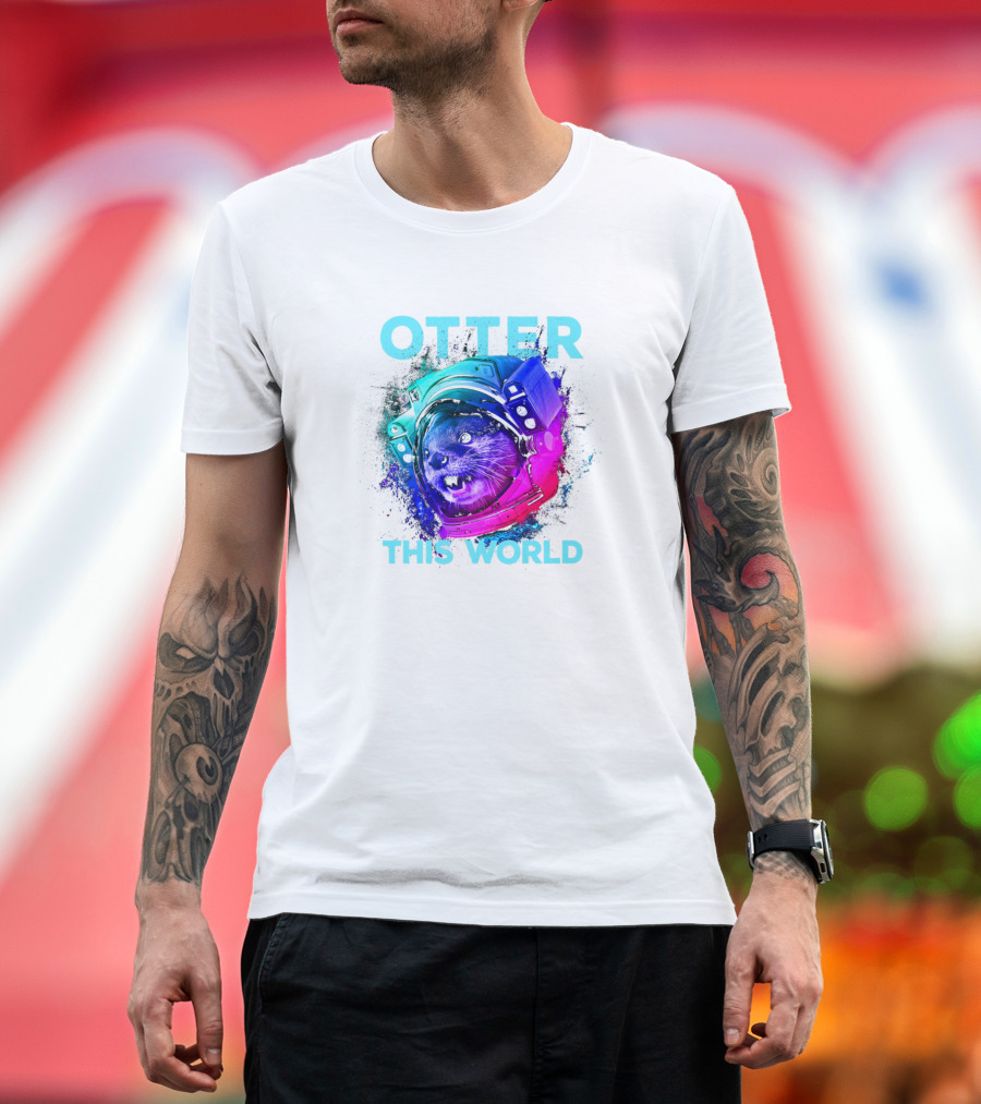 Otter This World Funny Animal Pun Space Helmet T-Shirt