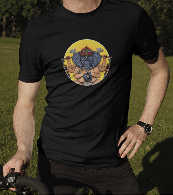 Killer Ganesh AK47 Multi-Armed Warrior T-Shirt