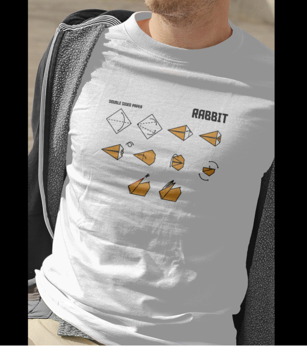 Double Sided Paper Origami Rabbit Instructions T-Shirt