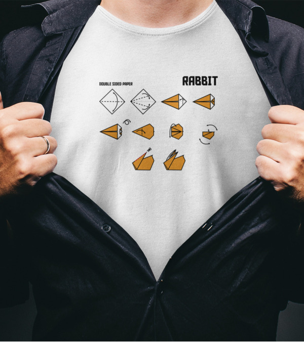 Double Sided Paper Origami Rabbit Instructions T-Shirt