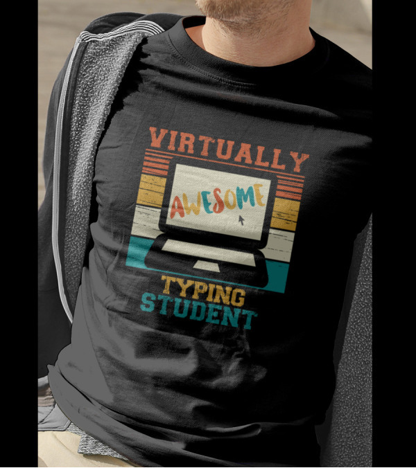 Virtually Awesome Typing Student Retro Computer T-Shirt