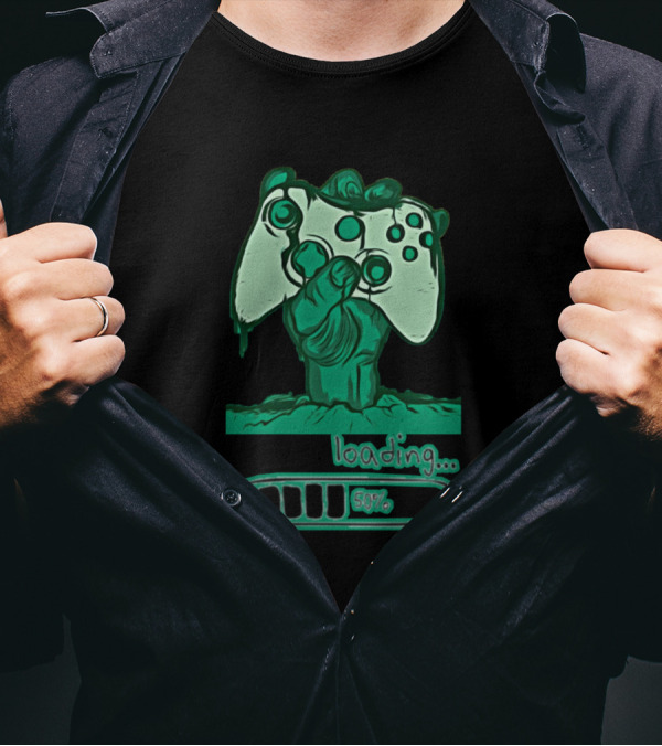 Game Loading Hand Holding Controller 50% T-Shirt