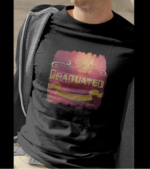 Graduated Elegant Scrollwork And Gold Text Burst T-Shirt