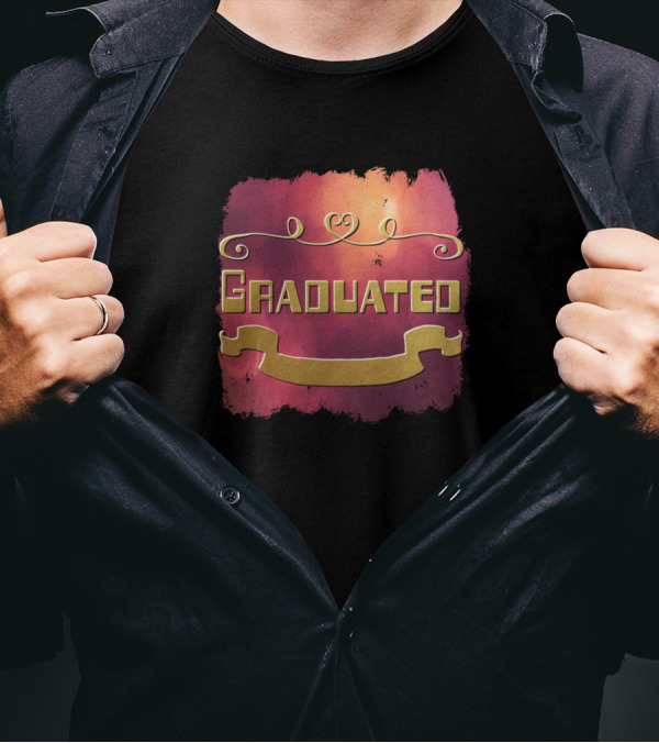 Graduated Elegant Scrollwork And Gold Text Burst T-Shirt