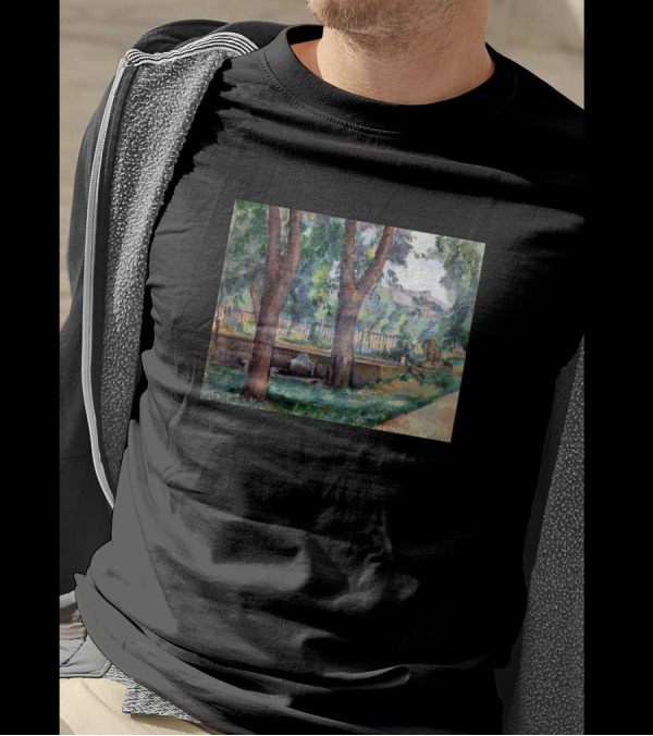 Paul Cezanne The Pool At The Jas De Bouffan Trees And Garden Scene T-Shirt