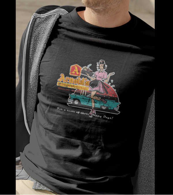 Arnolds Drive In Restaurant Milwaukee Wisconsin Happy Days Retro Car Hop Diner T-Shirt