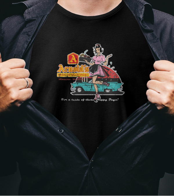 Arnolds Drive In Restaurant Milwaukee Wisconsin Happy Days Retro Car Hop Diner T-Shirt