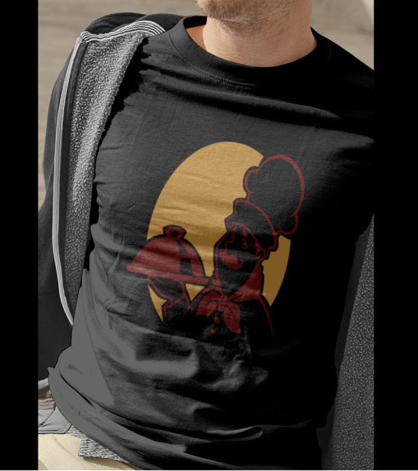 Chef Qufef Retro Cartoon Silhouette With Dish T-Shirt