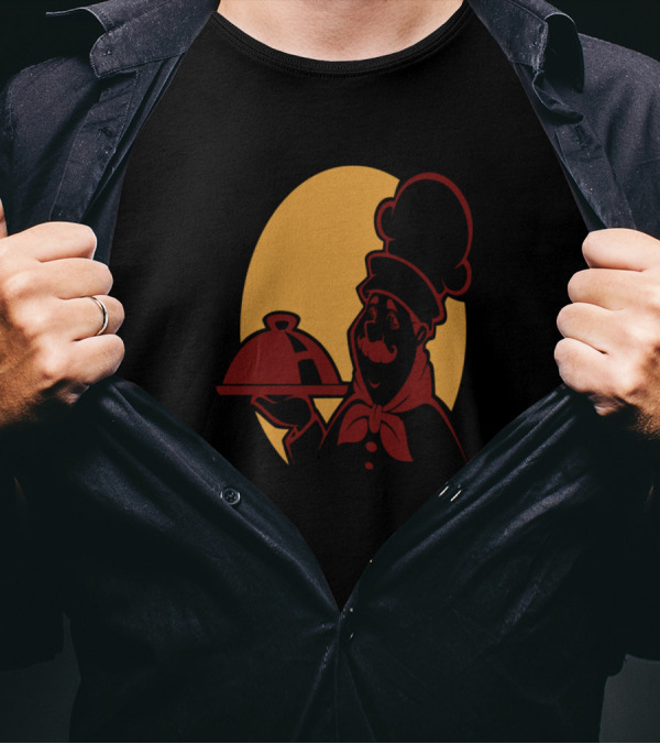 Chef Qufef Retro Cartoon Silhouette With Dish T-Shirt