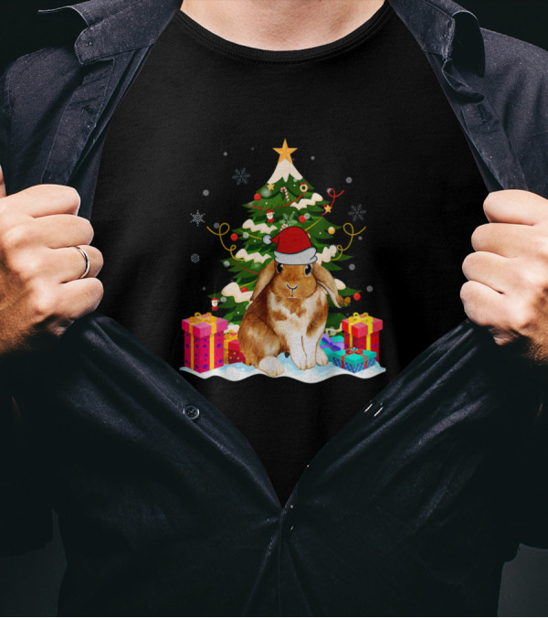 Rabbit Bunny Santa Xmas Tree Dwarf Lop Eared T-Shirt