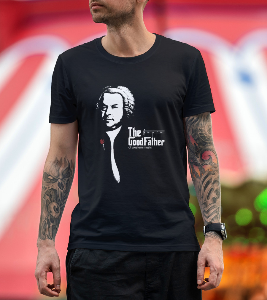 The Goodfather of Western Music Bach Parody with Musical Notation T-Shirt