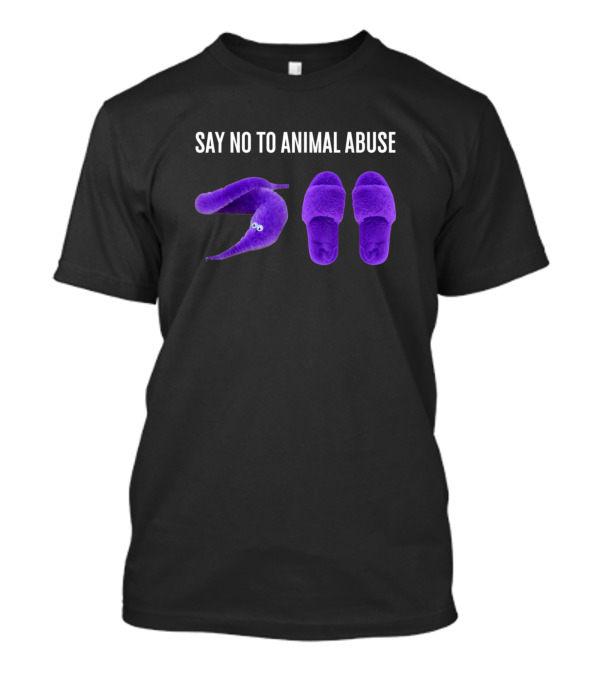 Say No To Animal Abuse Worm On A String Meme Purple Slippers T-Shirt