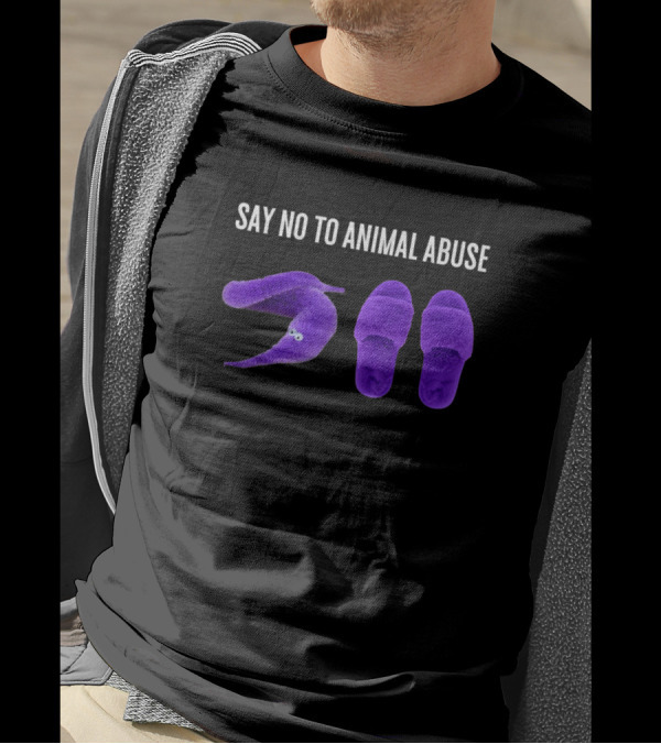 Say No To Animal Abuse Worm On A String Meme Purple Slippers T-Shirt