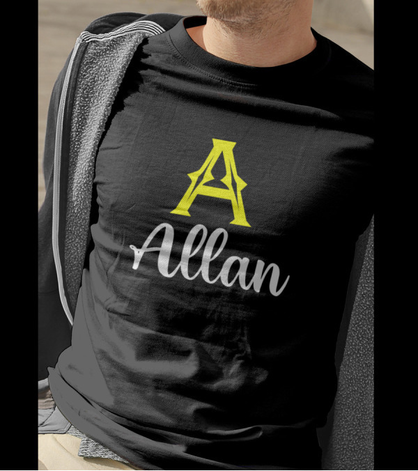 Allan A Icon Yellow Surname Second Name T-Shirt