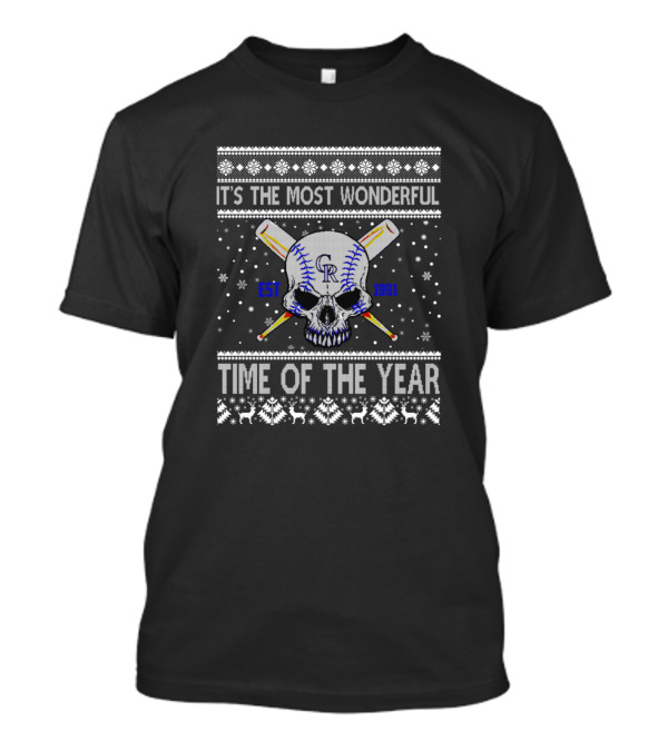 It's The Most Wonderful Time Of The Year Colorado Est 1991 Baseball Skull Snowflakes T-Shirt