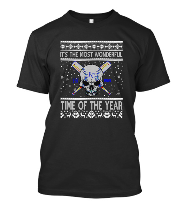 It's The Most Wonderful Time Of The Year Kansas City KC Skull Bat Snowflakes EST 1969 T-Shirt