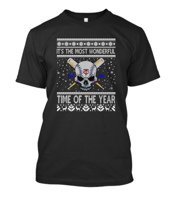 It's The Most Wonderful Time Of The Year Minnesota Baseball Skull EST 1901 T-Shirt