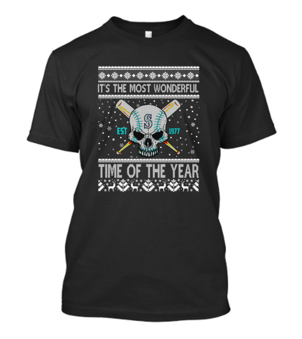 It's The Most Wonderful Time Of The Year Seattle Baseball Skull Est 1977 T-Shirt