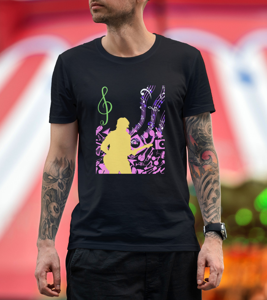 Treble Clef Guitarist Musical Harmony T-Shirt