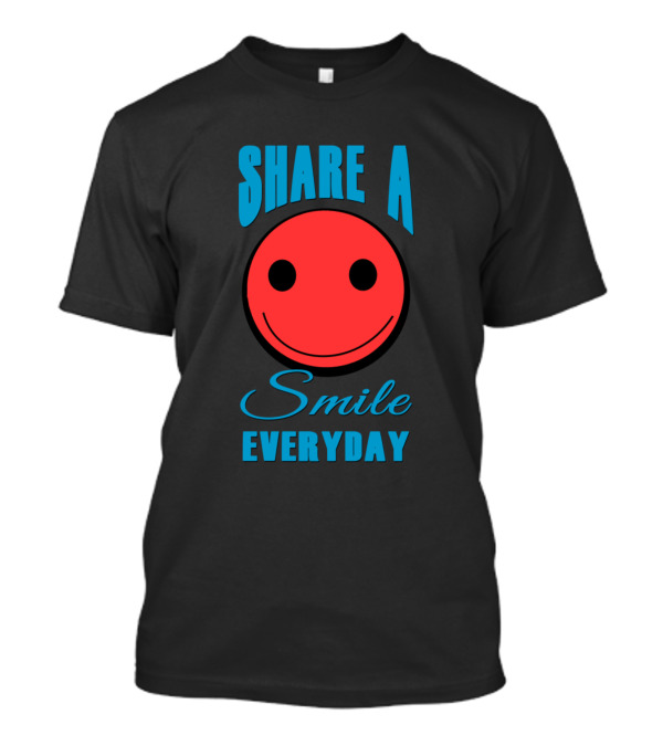 Share A Smile Everyday Red Smiley Face Text T-Shirt