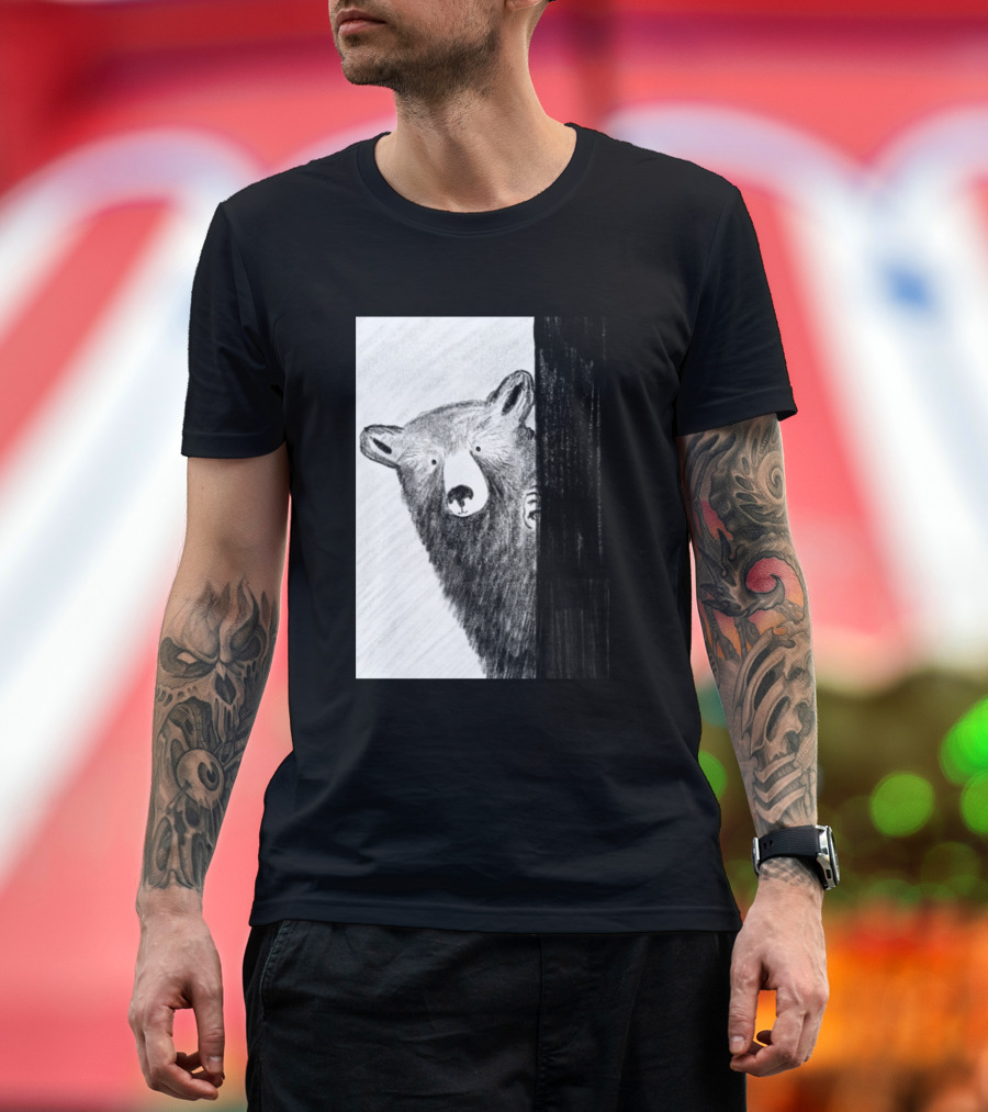 Bear Peeking Around the Tree in the Woods T-Shirt
