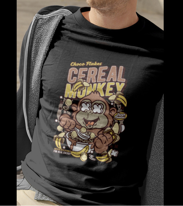 Choco Flakes Cereal Monkey Super Foodies Fortified With Vitamins For Real Energy T-Shirt