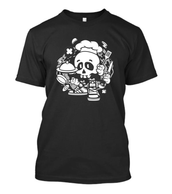 Whimsical Chef Skull Graphic For Animated Characters Comics And Pop Culture Fans T-Shirt