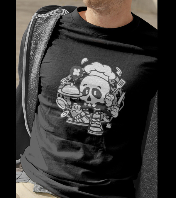 Whimsical Chef Skull Graphic For Animated Characters Comics And Pop Culture Fans T-Shirt