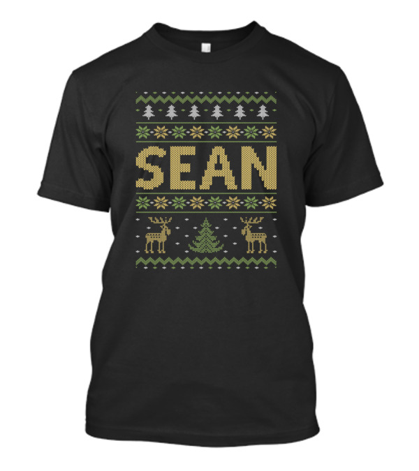 Sean Ugly Christmas Sean Thing Nordic Knitted Reindeer Pine T-Shirt