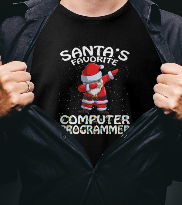 Santas Favorite Computer Programmer Christmas Santa Dab T-Shirt