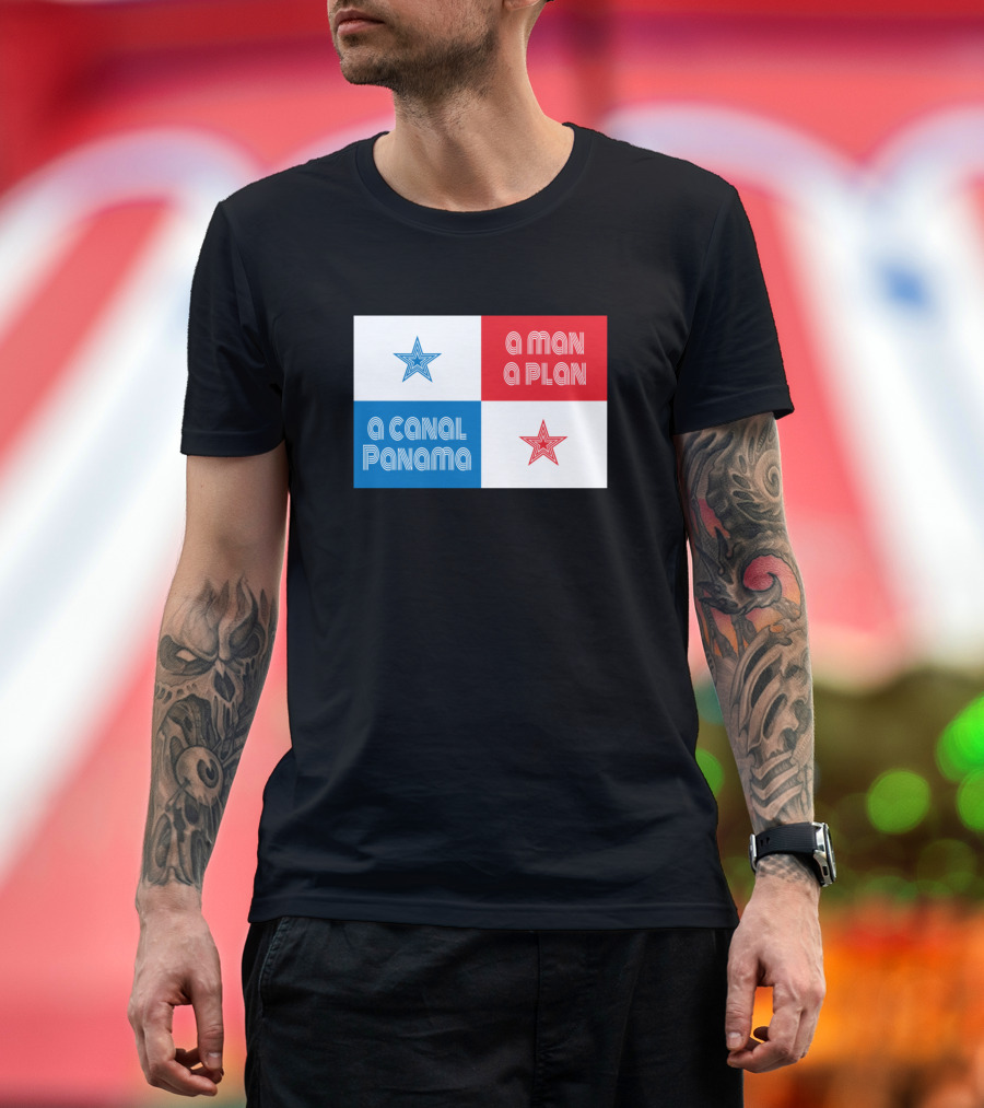 A Man A Plan A Canal Panama Flag with Stars T-Shirt