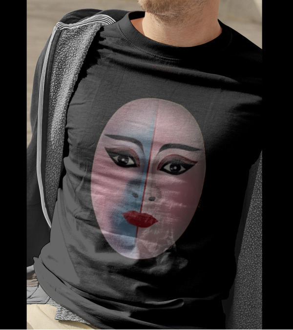 Two Sided Mask Face Design Asian Opera T-Shirt